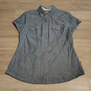 Denim Short Sleeve Button-Up Shirt